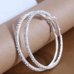 Silver Rhinestone Hoop Earrings